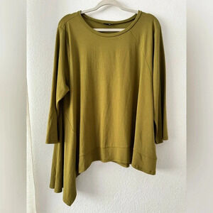 LISA BAYNE Olive Green Asymmetrical Tunic Top Plus Size XXL